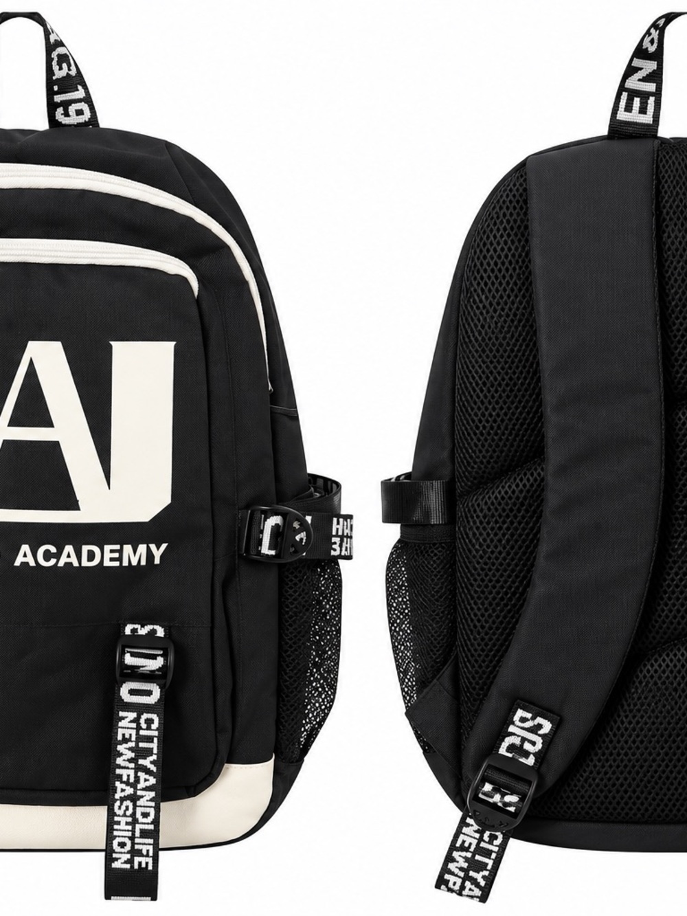 & Other Stories Black and White Logo Academy Backpack